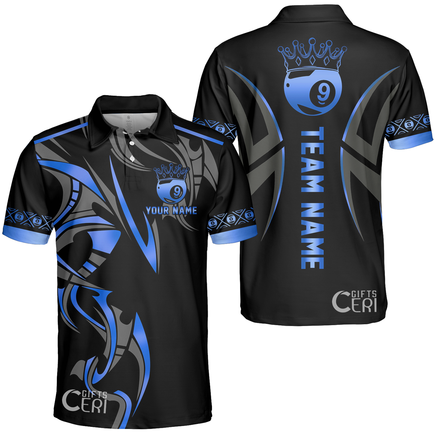 Customized Billiards Unisex Polo Shirt, Crown 9 Ball Esport Jersey