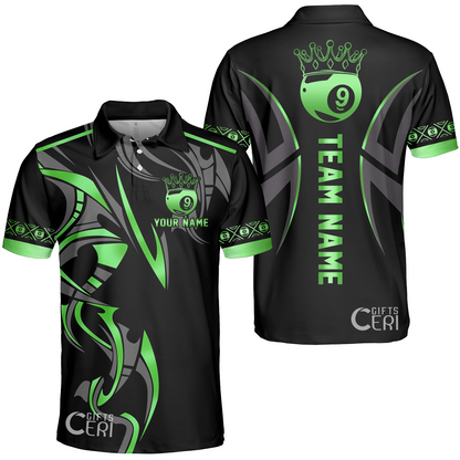 Customized Billiards Unisex Polo Shirt, Crown 9 Ball Esport Jersey