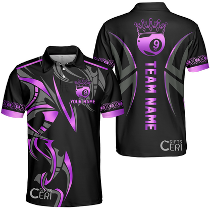 Customized Billiards Unisex Polo Shirt, Crown 9 Ball Esport Jersey
