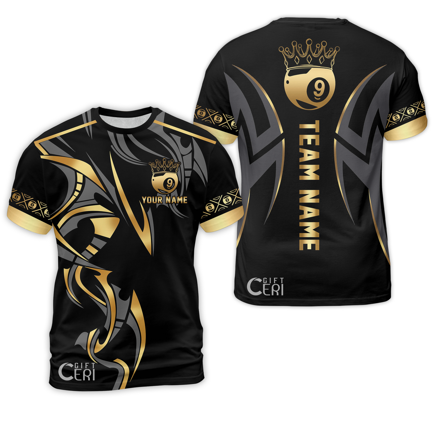 Customized Billiards T-Shirt, Crown 9 Ball Esport Jersey