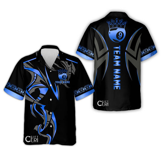 Customized Billiards Hawaiian Shirt, Crown 9 Ball Esport Jersey