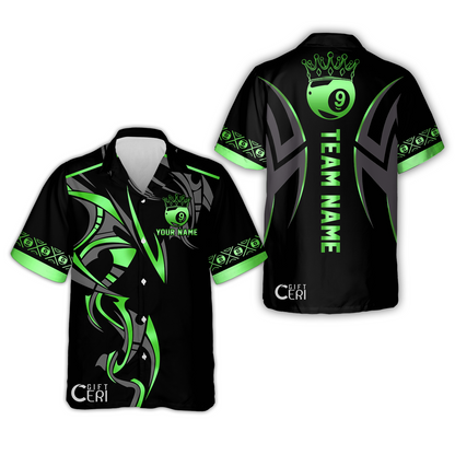 Customized Billiards Hawaiian Shirt, Crown 9 Ball Esport Jersey