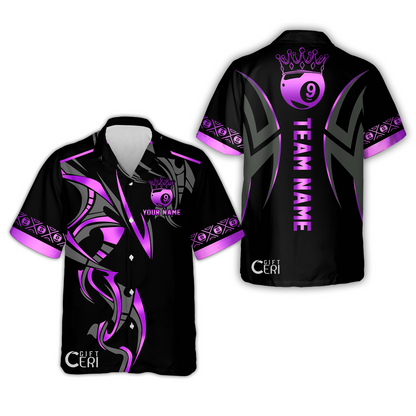 Customized Billiards Hawaiian Shirt, Crown 9 Ball Esport Jersey