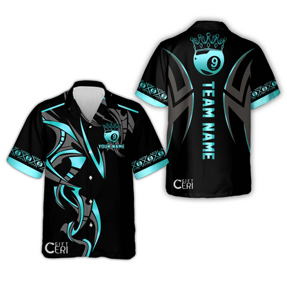 Customized Billiards Hawaiian Shirt, Crown 9 Ball Esport Jersey