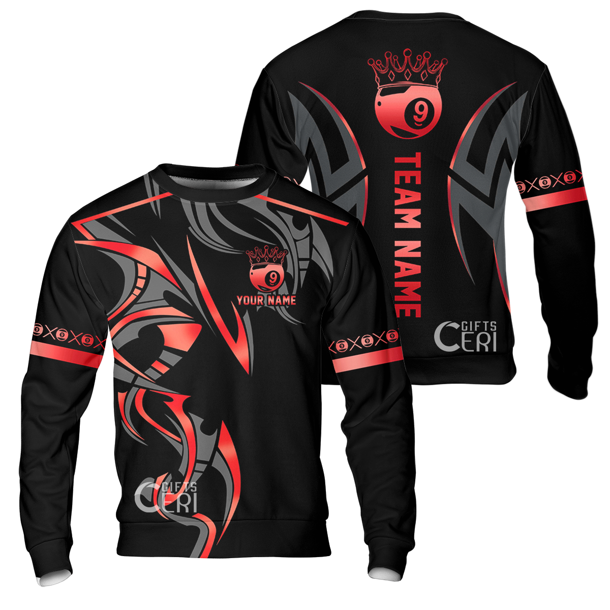 Customized Billiards Sweatshirt, Crown 9 Ball Esport Jersey