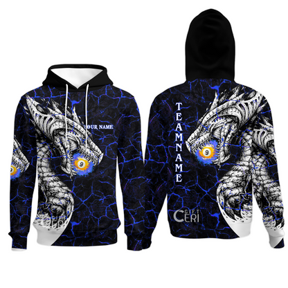 Customized Billiards Hoodies, Magma Pattern And Dragon 9 Ball Jersey