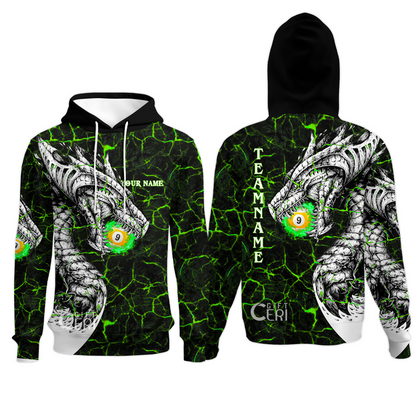 Customized Billiards Hoodies, Magma Pattern And Dragon 9 Ball Jersey