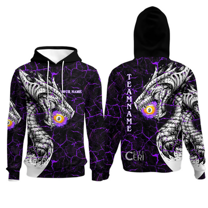 Customized Billiards Hoodies, Magma Pattern And Dragon 9 Ball Jersey