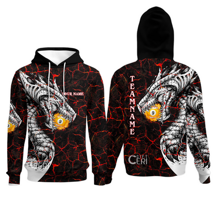 Customized Billiards Hoodies, Magma Pattern And Dragon 9 Ball Jersey