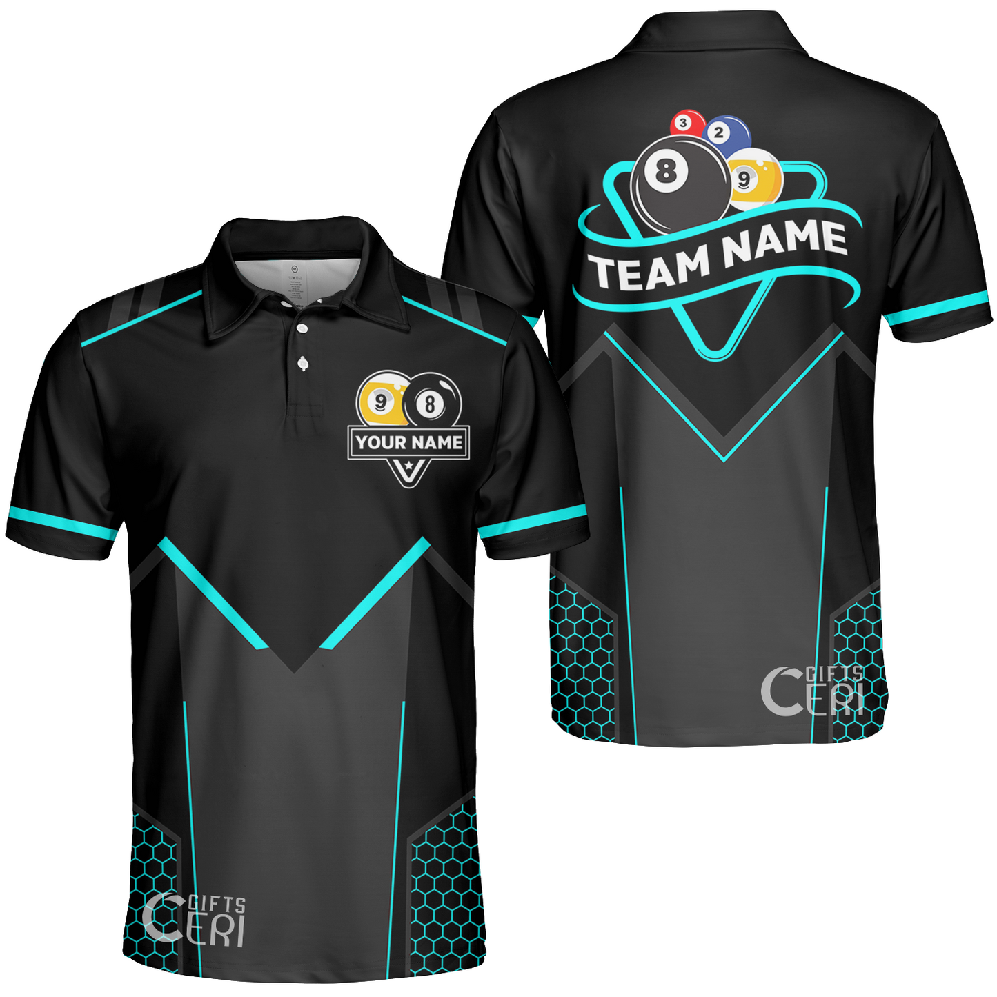 Customized Billiards Unisex Polo Shirt, Billiards Esports 9 Ball 8 Ball Personalized Jersey Gift For Billiard Players