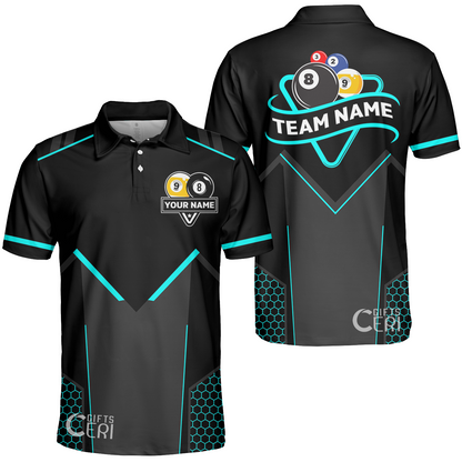 Customized Billiards Unisex Polo Shirt, Billiards Esports 9 Ball 8 Ball Personalized Jersey Gift For Billiard Players