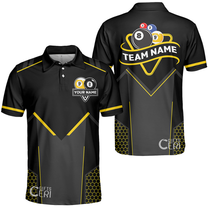 Customized Billiards Unisex Polo Shirt, Billiards Esports 9 Ball 8 Ball Personalized Jersey Gift For Billiard Players