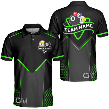 Customized Billiards Unisex Polo Shirt, Billiards Esports 9 Ball 8 Ball Personalized Jersey Gift For Billiard Players