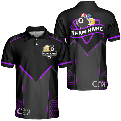 Customized Billiards Unisex Polo Shirt, Billiards Esports 9 Ball 8 Ball Personalized Jersey Gift For Billiard Players