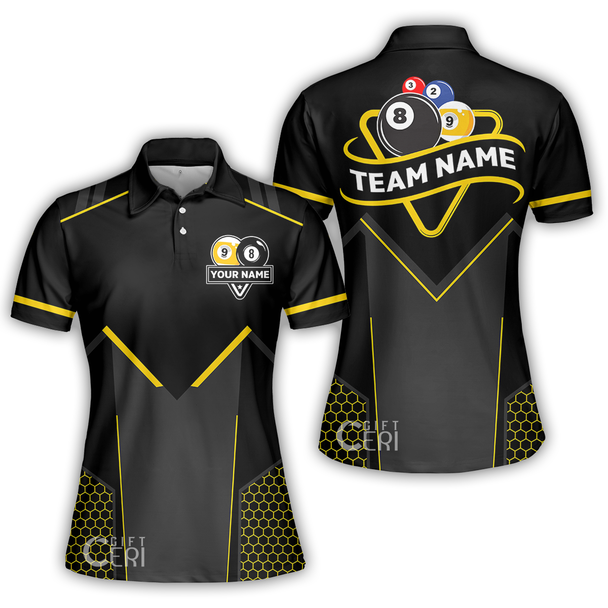 Customized Billiards Women Polo Shirt, Billiards Esports 9 Ball 8 Ball Personalized Jersey Gift For Billiard Players