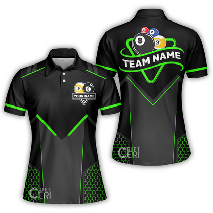 Customized Billiards Women Polo Shirt, Billiards Esports 9 Ball 8 Ball Personalized Jersey Gift For Billiard Players