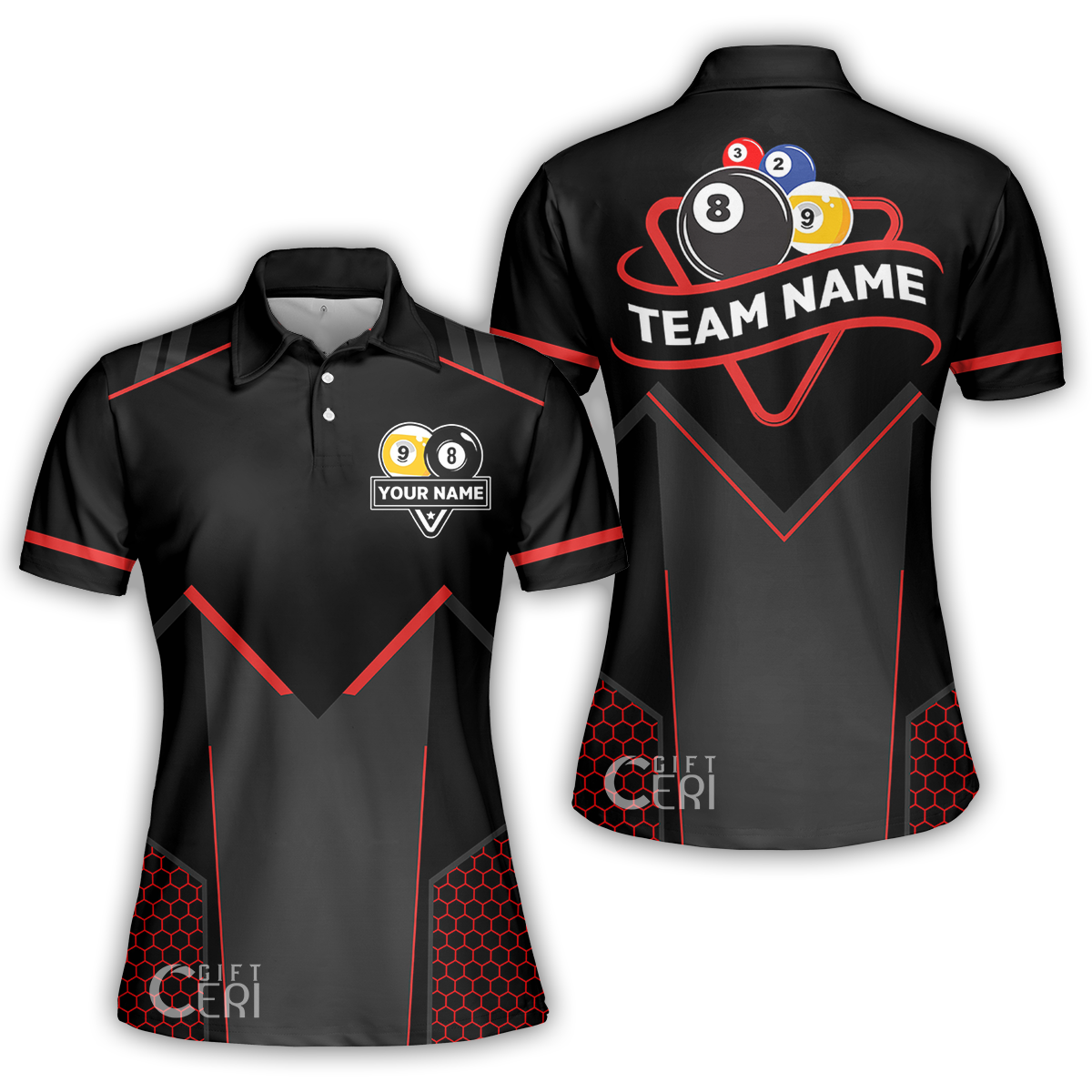 Customized Billiards Women Polo Shirt, Billiards Esports 9 Ball 8 Ball Personalized Jersey Gift For Billiard Players