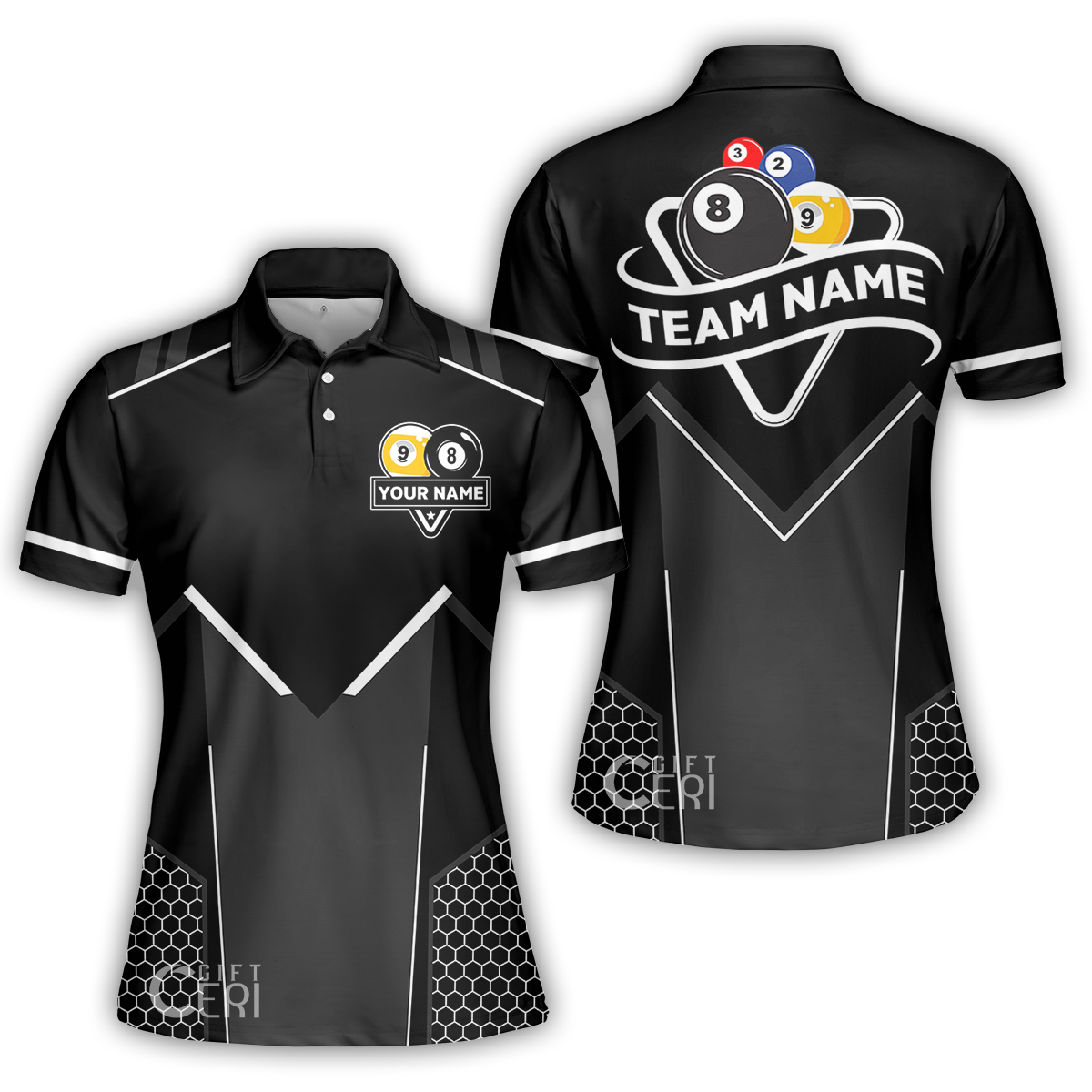 Customized Billiards Women Polo Shirt, Billiards Esports 9 Ball 8 Ball Personalized Jersey Gift For Billiard Players