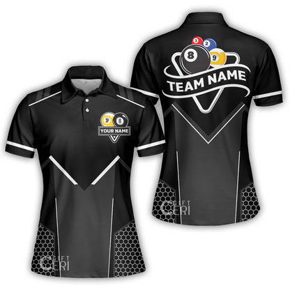 Customized Billiards Women Polo Shirt, Billiards Esports 9 Ball 8 Ball Personalized Jersey Gift For Billiard Players