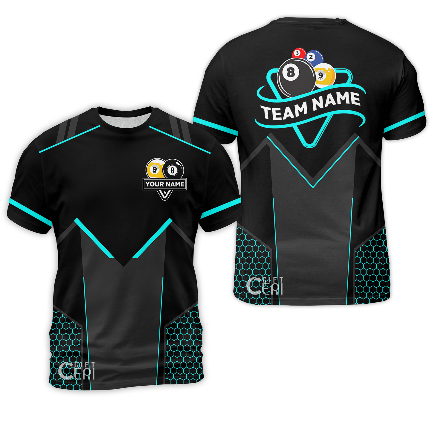 Customized Billiards T-Shirt, Billiards Esports 9 Ball 8 Ball Personalized Jersey Gift For Billiard Players