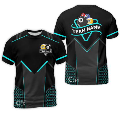 Customized Billiards T-Shirt, Billiards Esports 9 Ball 8 Ball Personalized Jersey Gift For Billiard Players