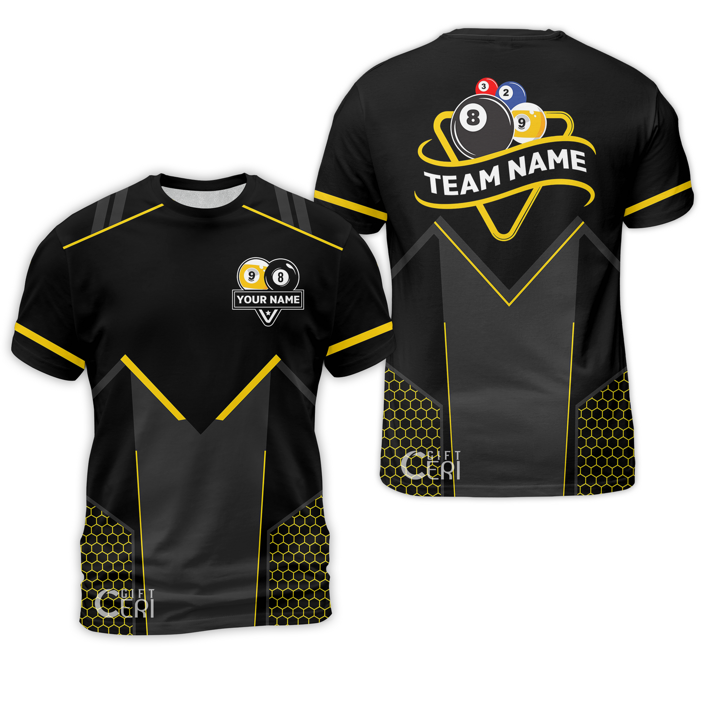 Customized Billiards T-Shirt, Billiards Esports 9 Ball 8 Ball Personalized Jersey Gift For Billiard Players