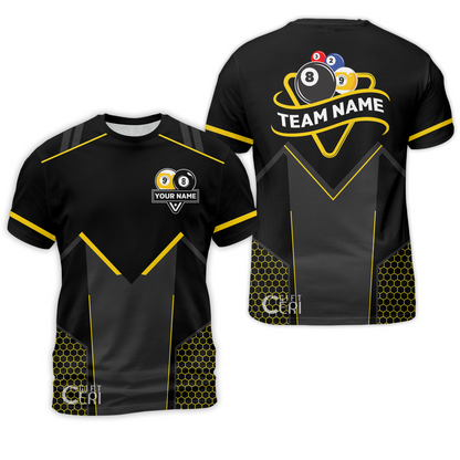Customized Billiards T-Shirt, Billiards Esports 9 Ball 8 Ball Personalized Jersey Gift For Billiard Players