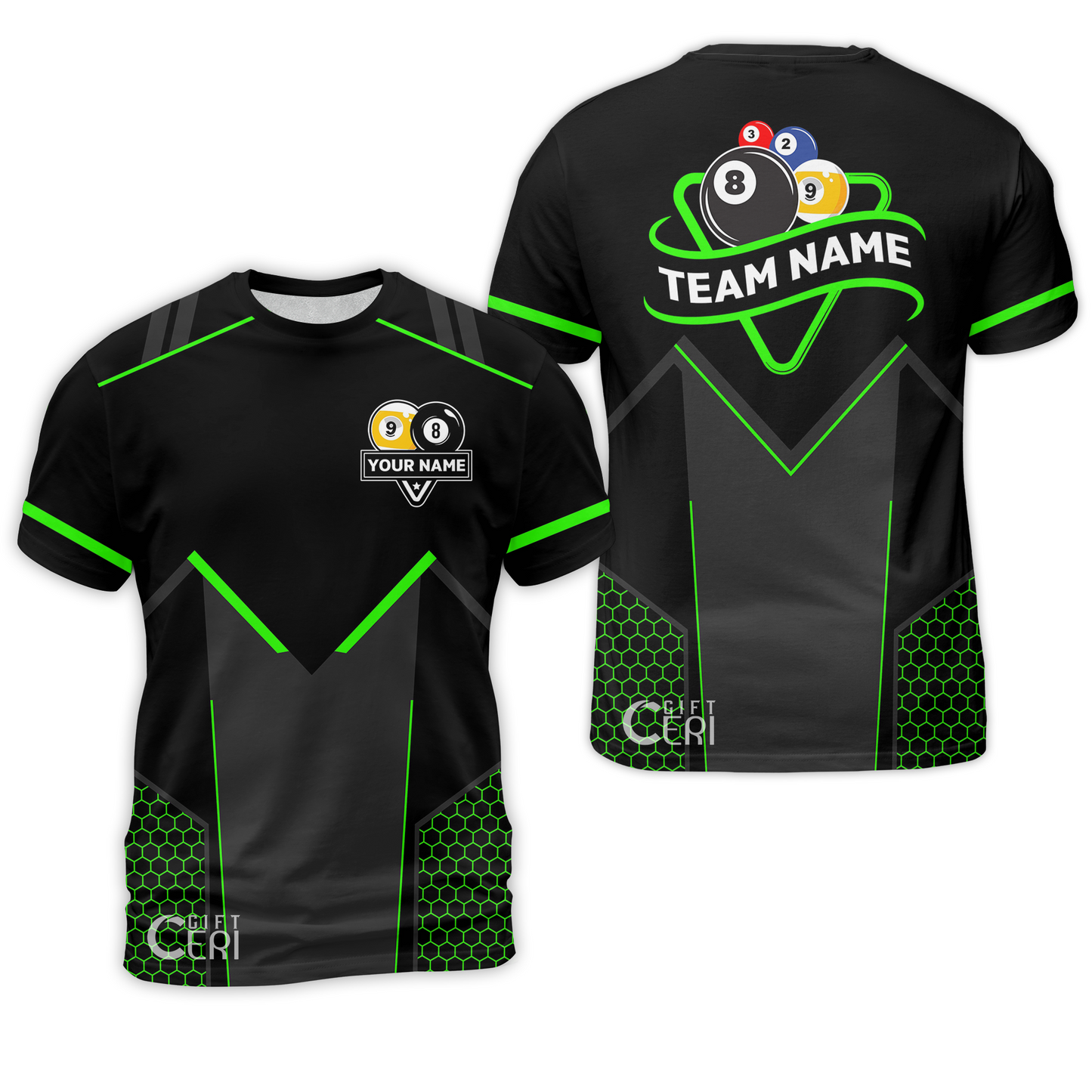 Customized Billiards T-Shirt, Billiards Esports 9 Ball 8 Ball Personalized Jersey Gift For Billiard Players