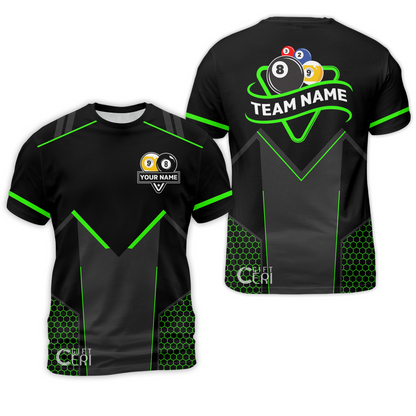 Customized Billiards T-Shirt, Billiards Esports 9 Ball 8 Ball Personalized Jersey Gift For Billiard Players