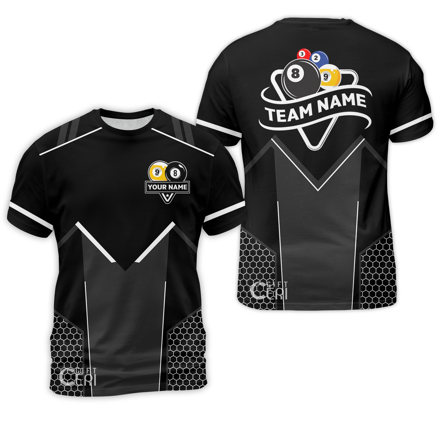 Customized Billiards T-Shirt, Billiards Esports 9 Ball 8 Ball Personalized Jersey Gift For Billiard Players