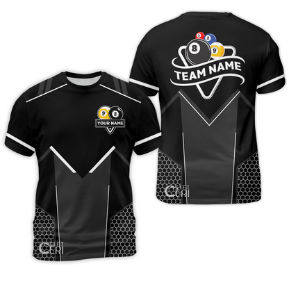 Customized Billiards T-Shirt, Billiards Esports 9 Ball 8 Ball Personalized Jersey Gift For Billiard Players