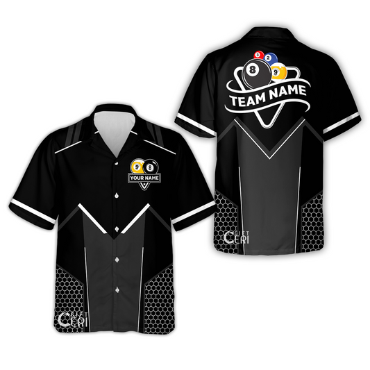Customized Billiards Hawaiian Shirt, Billiards Esports 9 Ball 8 Ball Personalized Jersey Gift For Billiard Players