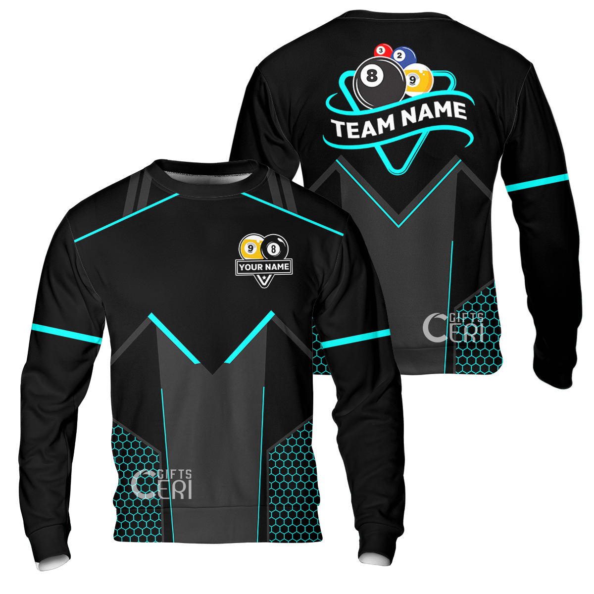Customized Billiards Sweatshirt, Billiards Esports 9 Ball 8 Ball Personalized Jersey Gift For Billiard Players