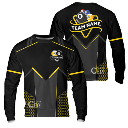 Customized Billiards Sweatshirt, Billiards Esports 9 Ball 8 Ball Personalized Jersey Gift For Billiard Players