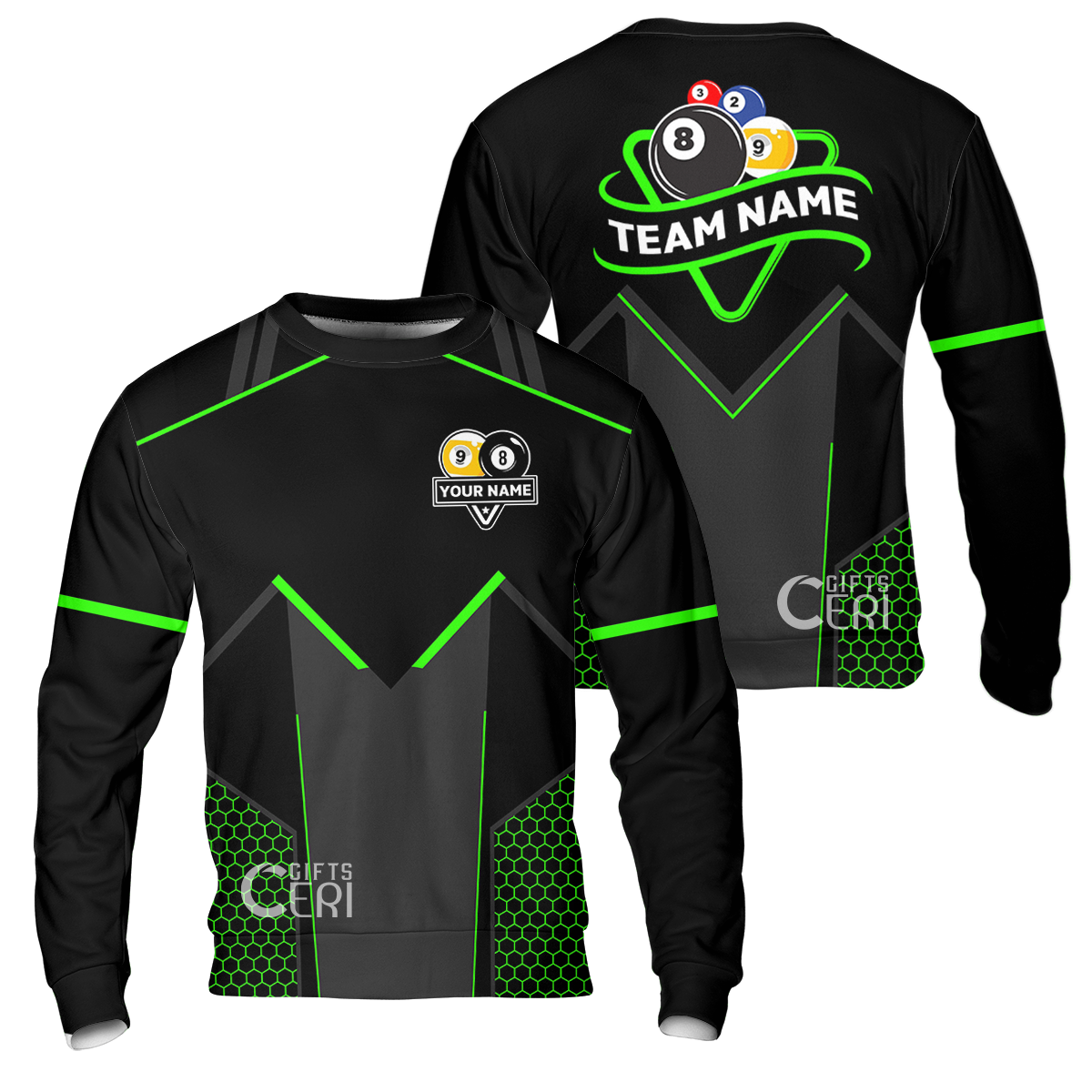 Customized Billiards Sweatshirt, Billiards Esports 9 Ball 8 Ball Personalized Jersey Gift For Billiard Players
