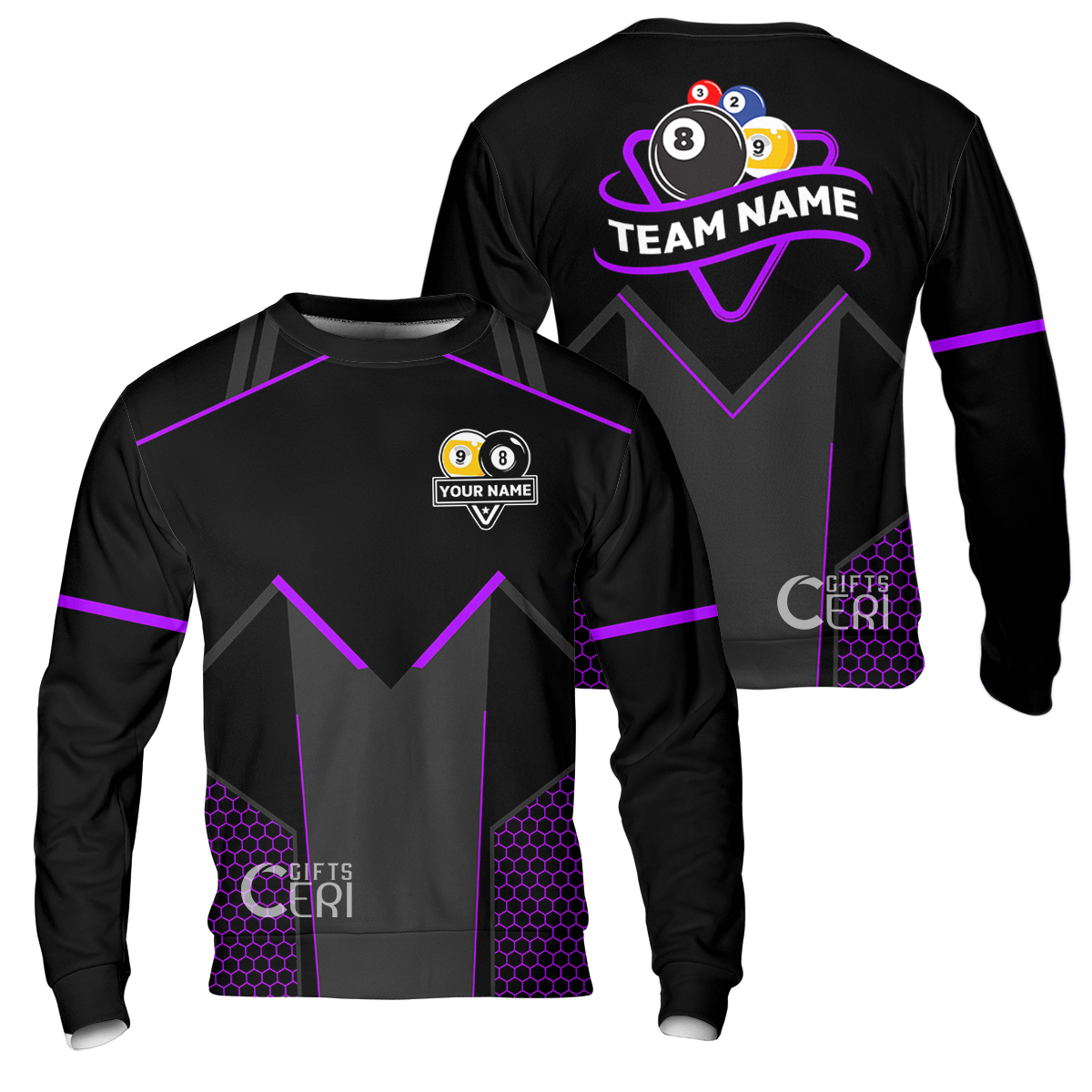 Customized Billiards Sweatshirt, Billiards Esports 9 Ball 8 Ball Personalized Jersey Gift For Billiard Players