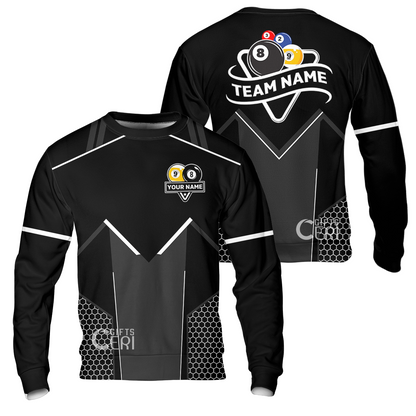 Customized Billiards Sweatshirt, Billiards Esports 9 Ball 8 Ball Personalized Jersey Gift For Billiard Players