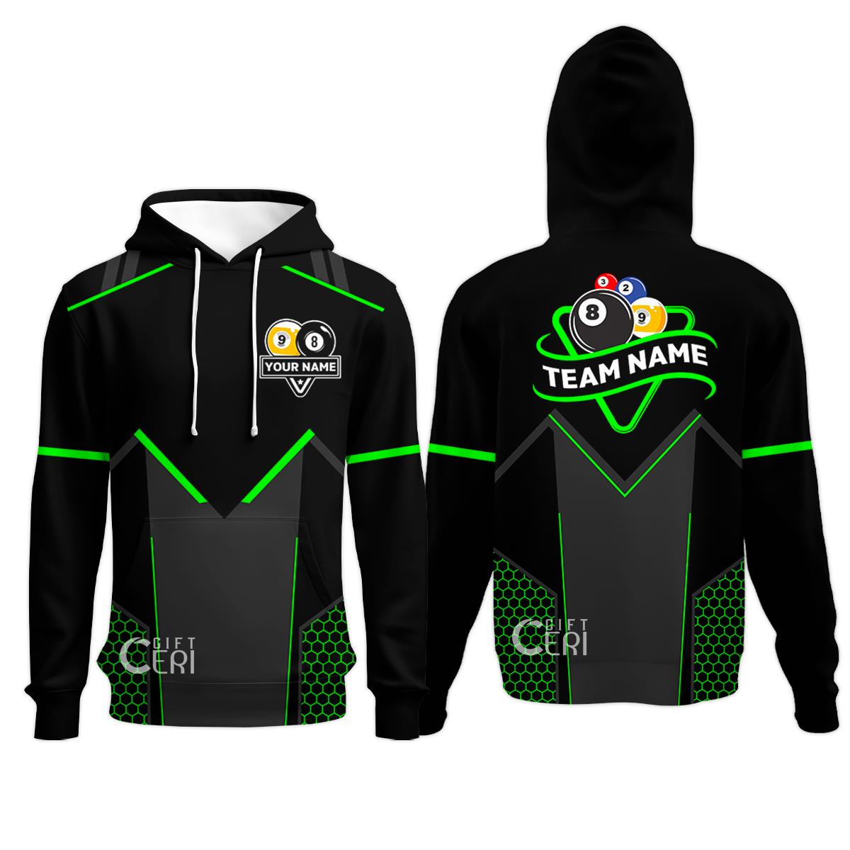 Customized Billiards Hoodies, Billiards Esports 9 Ball 8 Ball Personalized Jersey Gift For Billiard Players