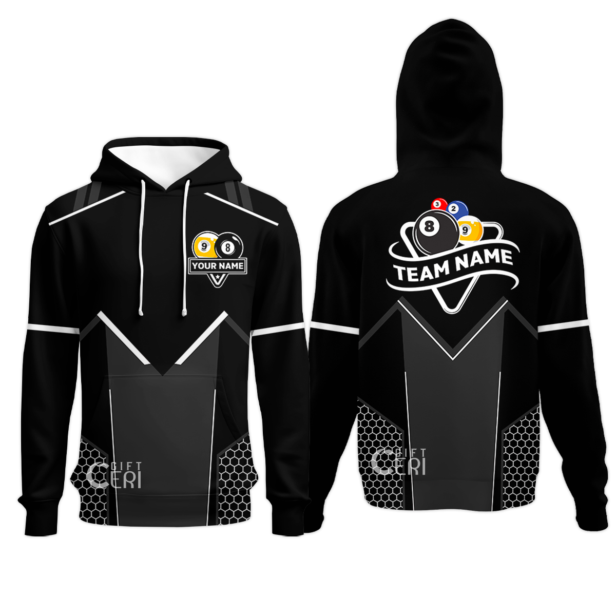Customized Billiards Hoodies, Billiards Esports 9 Ball 8 Ball Personalized Jersey Gift For Billiard Players