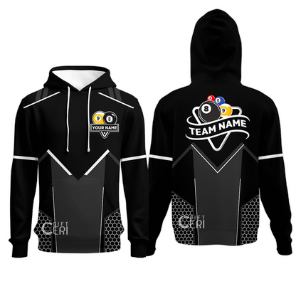 Customized Billiards Hoodies, Billiards Esports 9 Ball 8 Ball Personalized Jersey Gift For Billiard Players