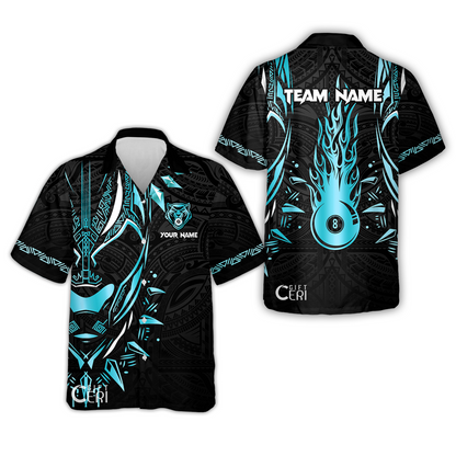 Customized Billiards Hawaiian Shirt, Panther Forever Flaming 8 Ball Personalized Jersey Gift For Billiard Players