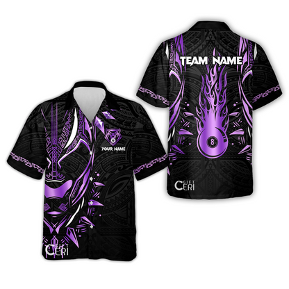 Customized Billiards Hawaiian Shirt, Panther Forever Flaming 8 Ball Personalized Jersey Gift For Billiard Players