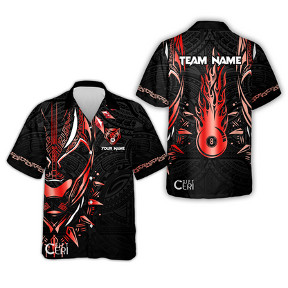 Customized Billiards Hawaiian Shirt, Panther Forever Flaming 8 Ball Personalized Jersey Gift For Billiard Players