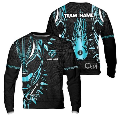 Customized Billiards Sweatshirt, Panther Forever Flaming 8 Ball Personalized Jersey Gift For Billiard Players