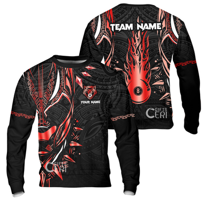 Customized Billiards Sweatshirt, Panther Forever Flaming 8 Ball Personalized Jersey Gift For Billiard Players