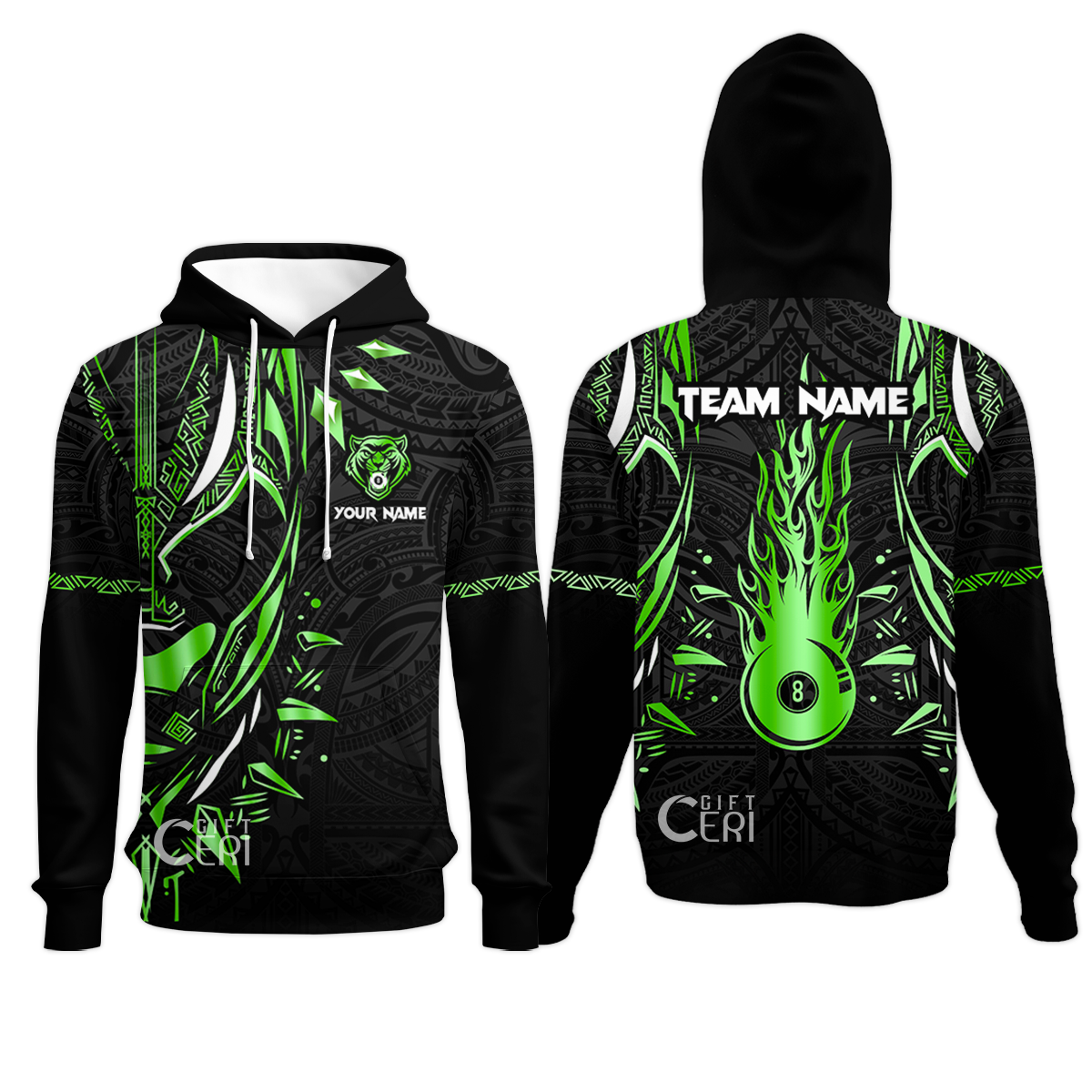 Customized Billiards Hoodies, Panther Forever Flaming 8 Ball Personalized Jersey Gift For Billiard Players