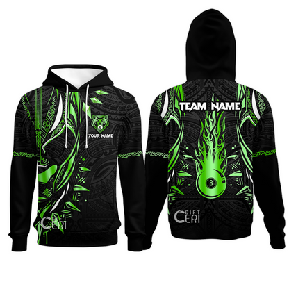 Customized Billiards Hoodies, Panther Forever Flaming 8 Ball Personalized Jersey Gift For Billiard Players