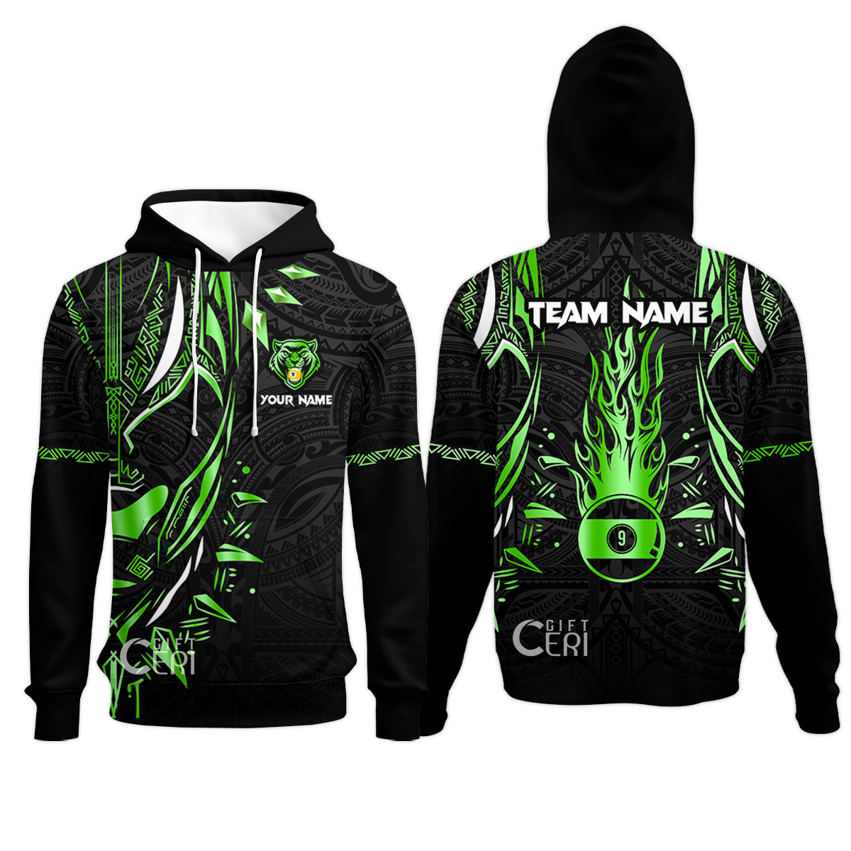 Customized Billiards Hoodies, Panther Forever Flaming 9 Ball Personalized Jersey Gift For Billiard Players