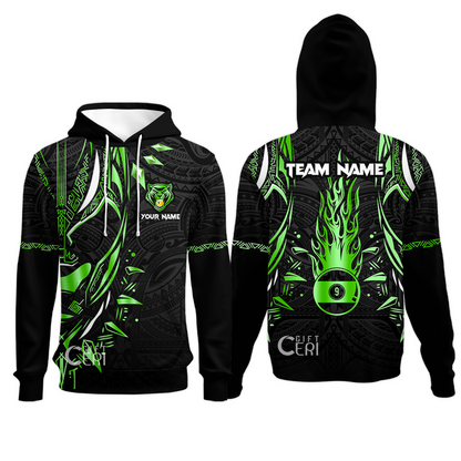 Customized Billiards Hoodies, Panther Forever Flaming 9 Ball Personalized Jersey Gift For Billiard Players