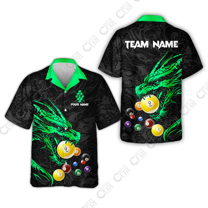 Customized Billiards Hawaiian Shirt, Dragon 9 Ball Personalized Jersey Gift For Billiard Players